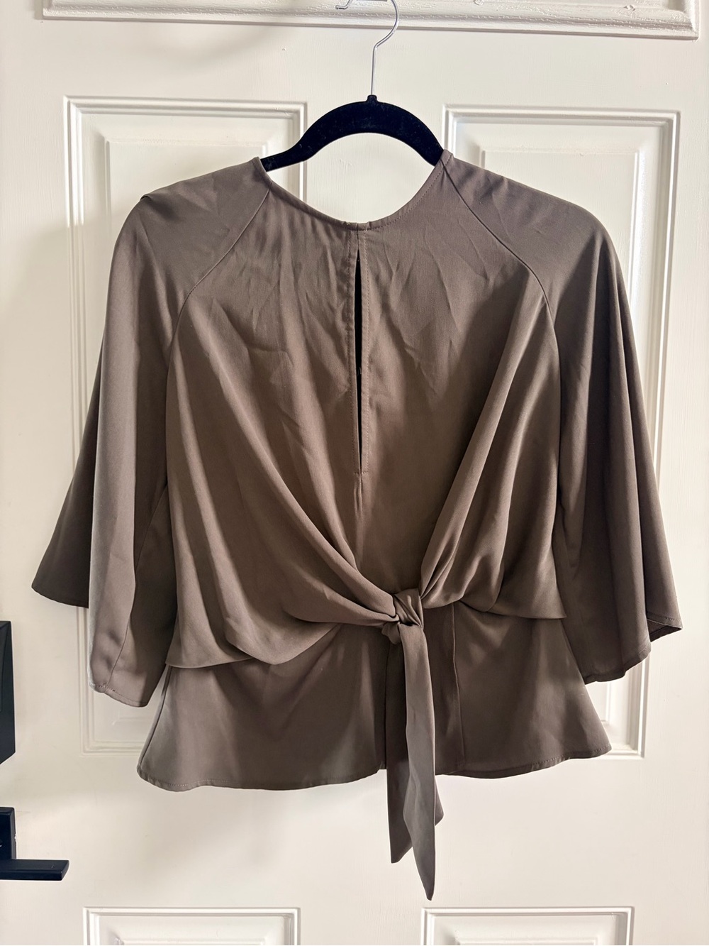 Topshop Army Green Tie-Front Blouse